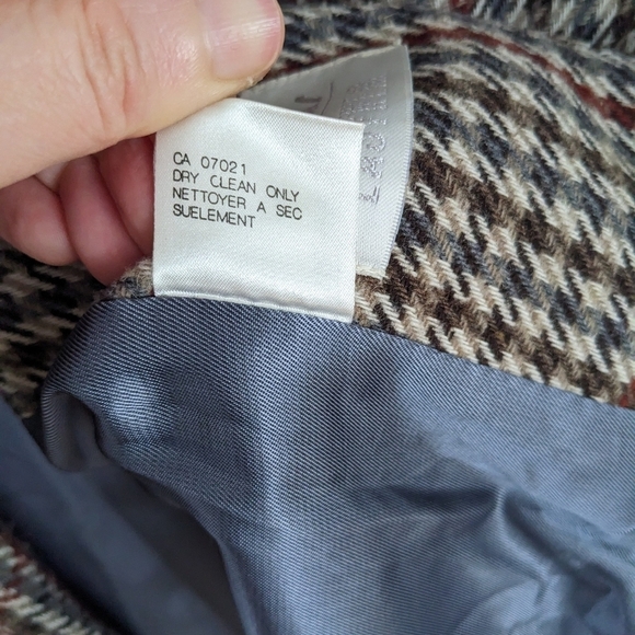 Vintage Harrinbone Houndstooth brown blazer jacket large @A9 - Picture 6 of 12